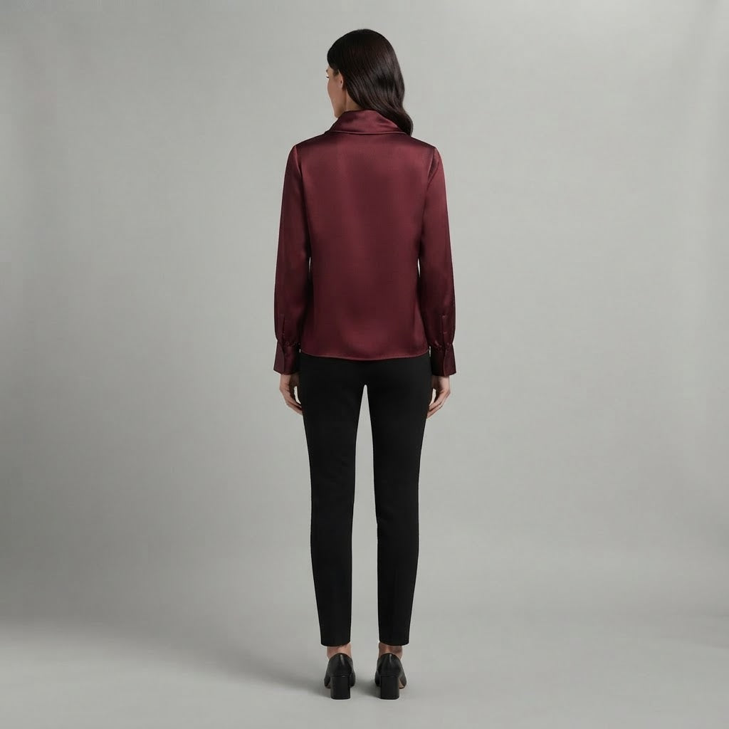 Bluse mit Wasserfallausschnitt | Langarm-Oberteile für Damen