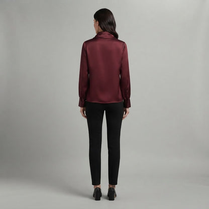 Bluse mit Wasserfallausschnitt | Langarm-Oberteile für Damen