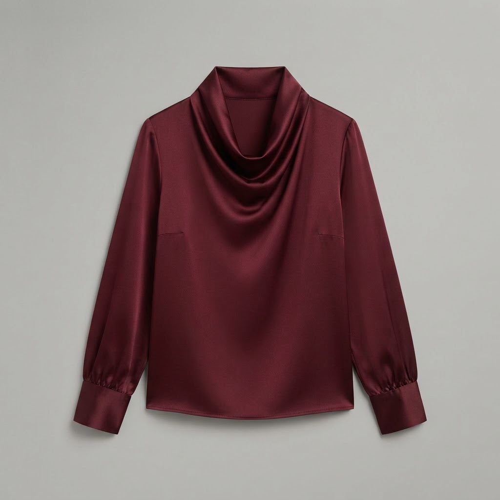 Bluse mit Wasserfallausschnitt | Langarm-Oberteile für Damen