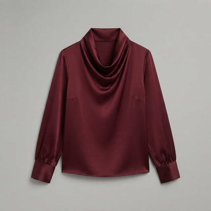 Bluse mit Wasserfallausschnitt | Langarm-Oberteile für Damen