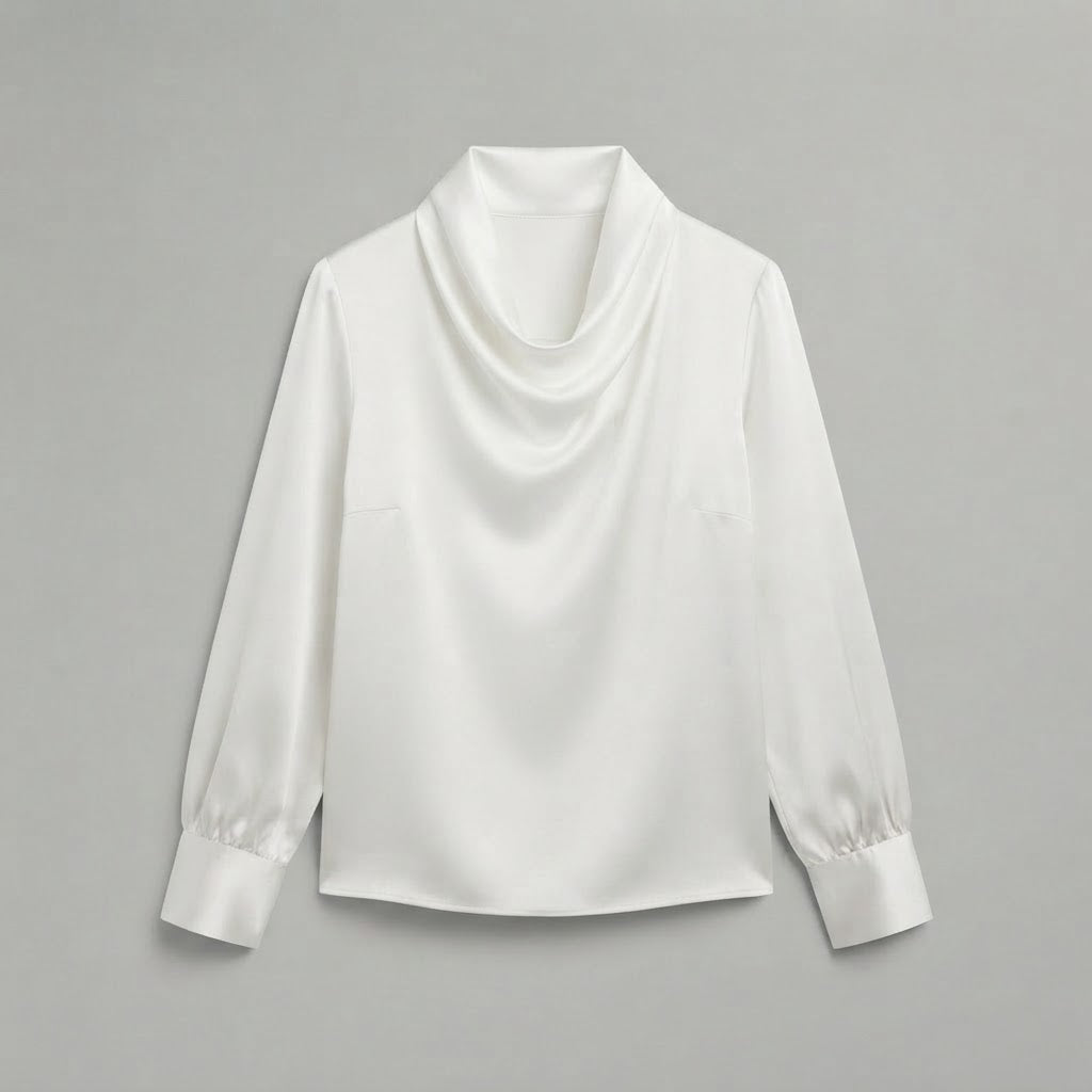 Bluse mit Wasserfallausschnitt | Langarm-Oberteile für Damen