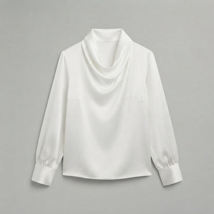 Bluse mit Wasserfallausschnitt | Langarm-Oberteile für Damen