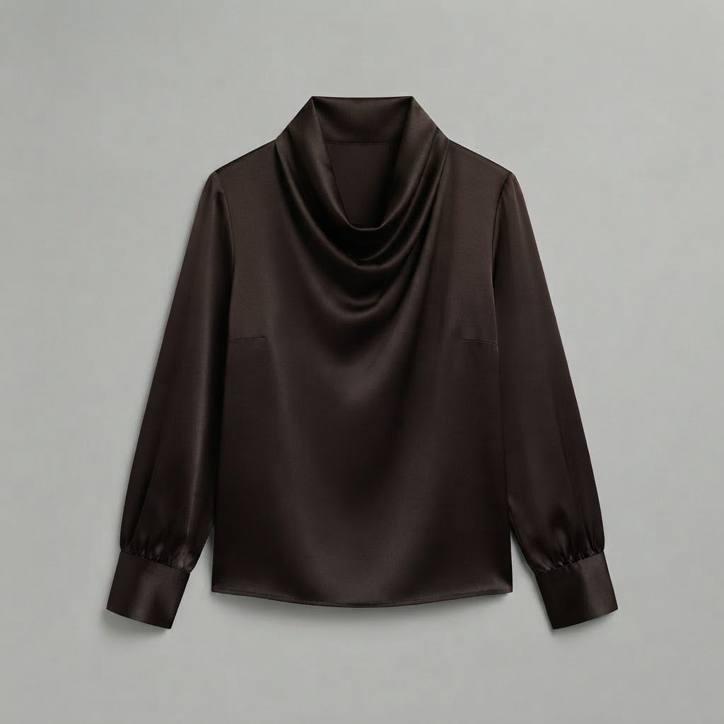 Bluse mit Wasserfallausschnitt | Langarm-Oberteile für Damen