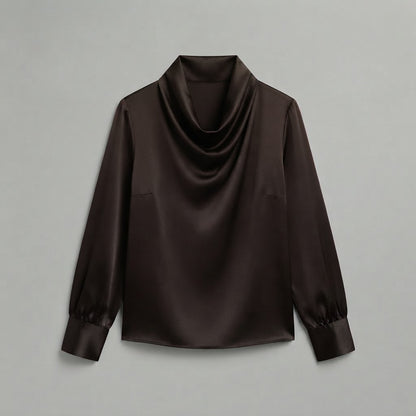 Bluse mit Wasserfallausschnitt | Langarm-Oberteile für Damen