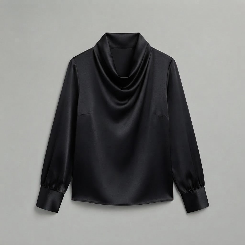 Bluse mit Wasserfallausschnitt | Langarm-Oberteile für Damen