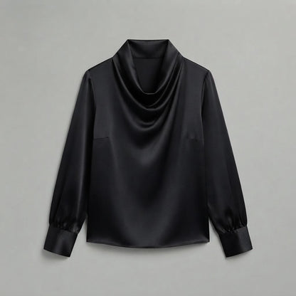 Bluse mit Wasserfallausschnitt | Langarm-Oberteile für Damen