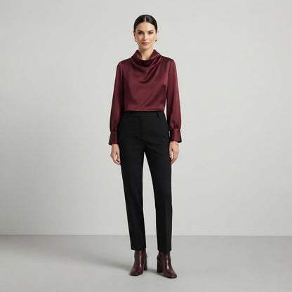 Bluse mit Wasserfallausschnitt | Langarm-Oberteile für Damen