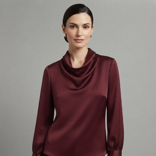 Bluse mit Wasserfallausschnitt | Langarm-Oberteile für Damen