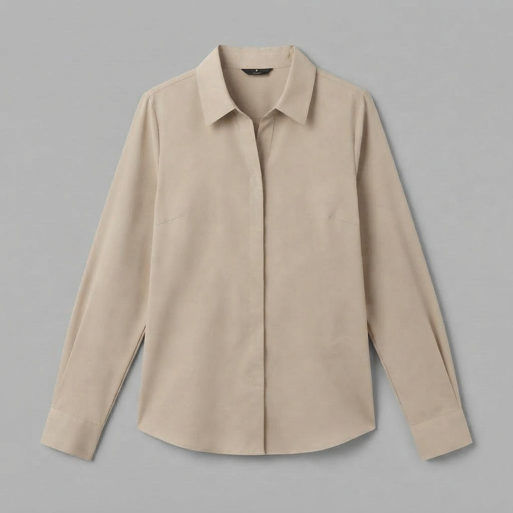 Damenbluse mit V-Ausschnitt und Knopfverschluss