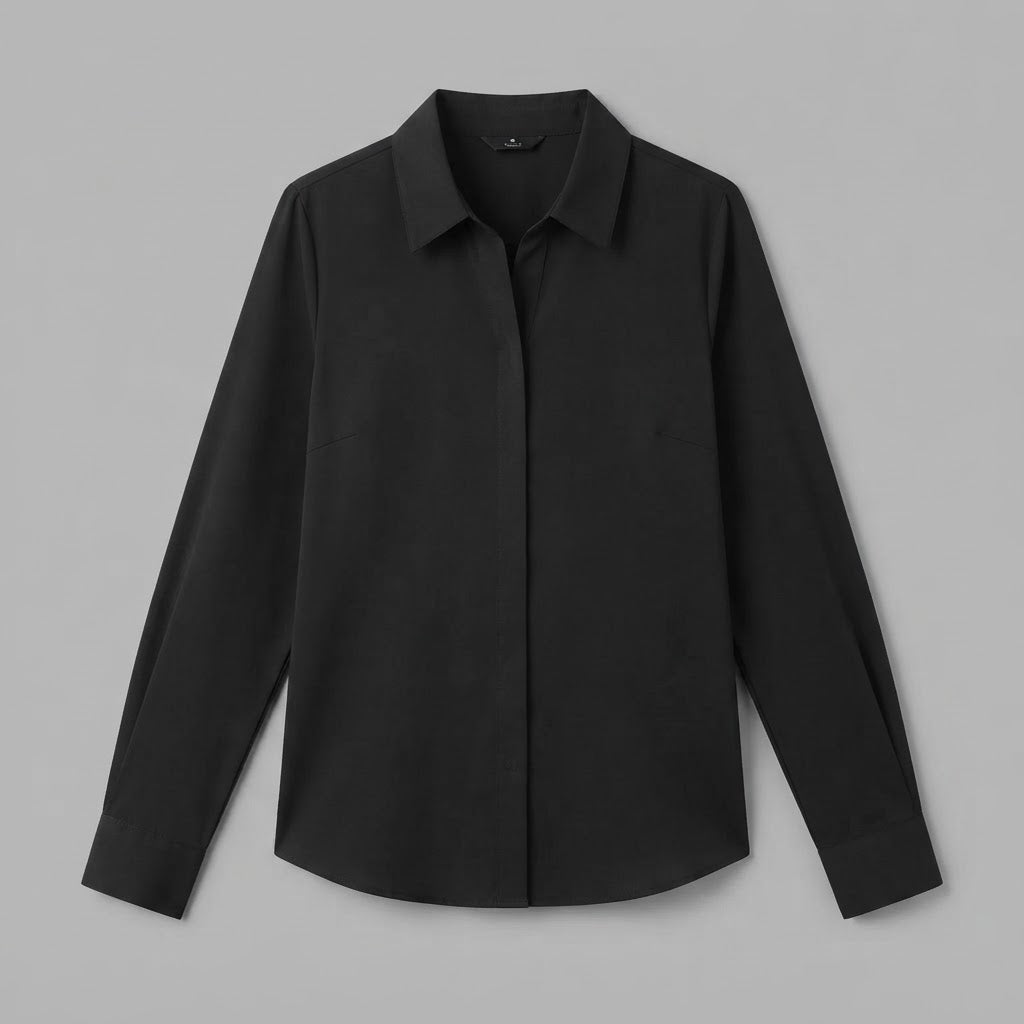 Damenbluse mit V-Ausschnitt und Knopfverschluss