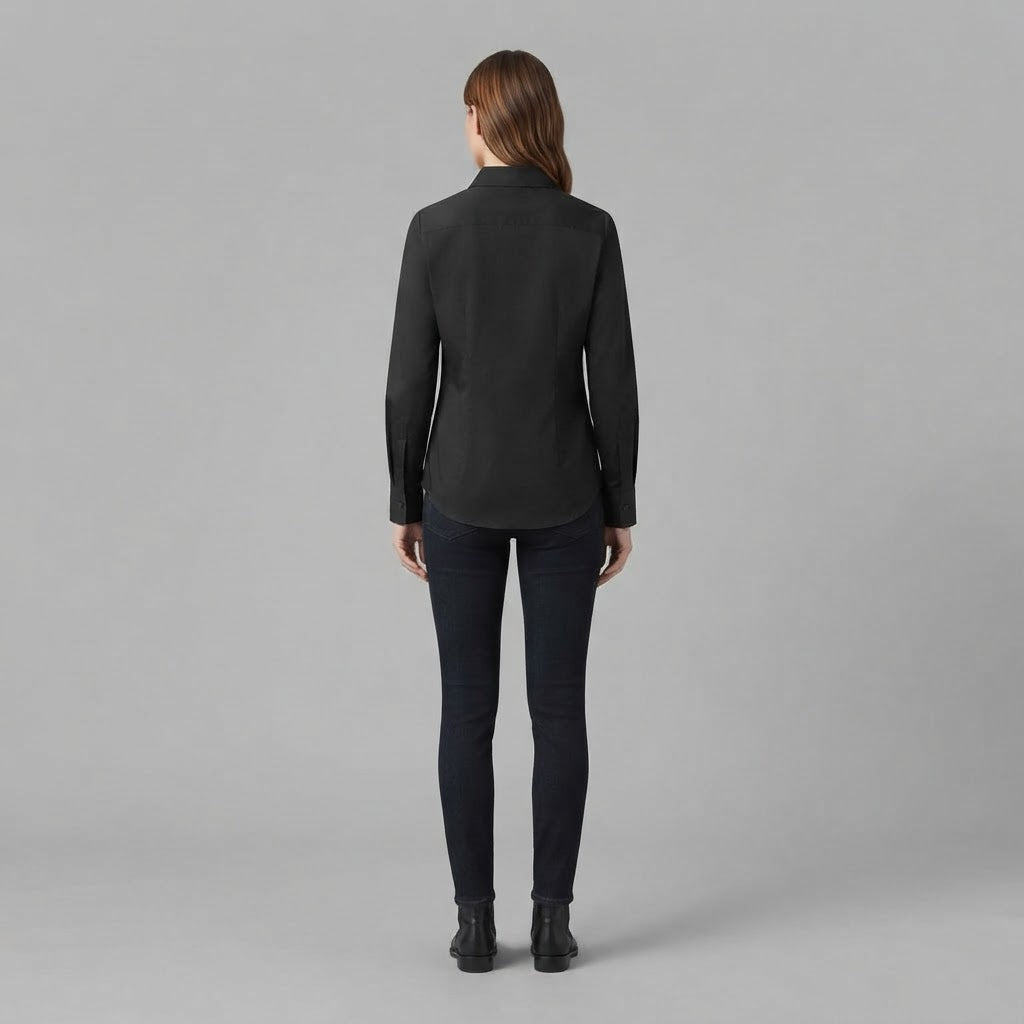 Damenbluse mit V-Ausschnitt und Knopfverschluss