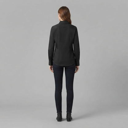 Damenbluse mit V-Ausschnitt und Knopfverschluss