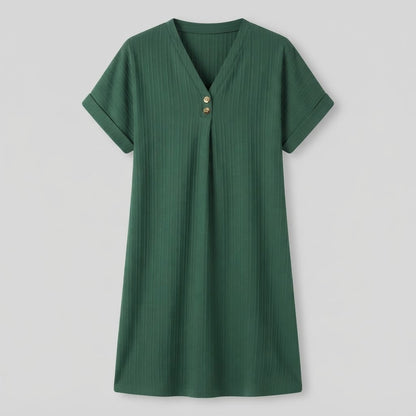 Damenkleid mit V-Ausschnitt und Knopfverschluss