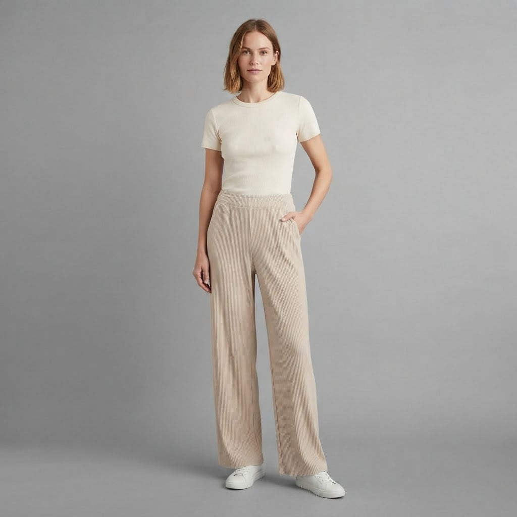 Palazzo-Hosen mit hoher Taille | Damen-Hosen mit weitem Bein