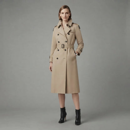Trenchcoat für Damen | Lange, stilvolle zweireihige Oberbekleidung