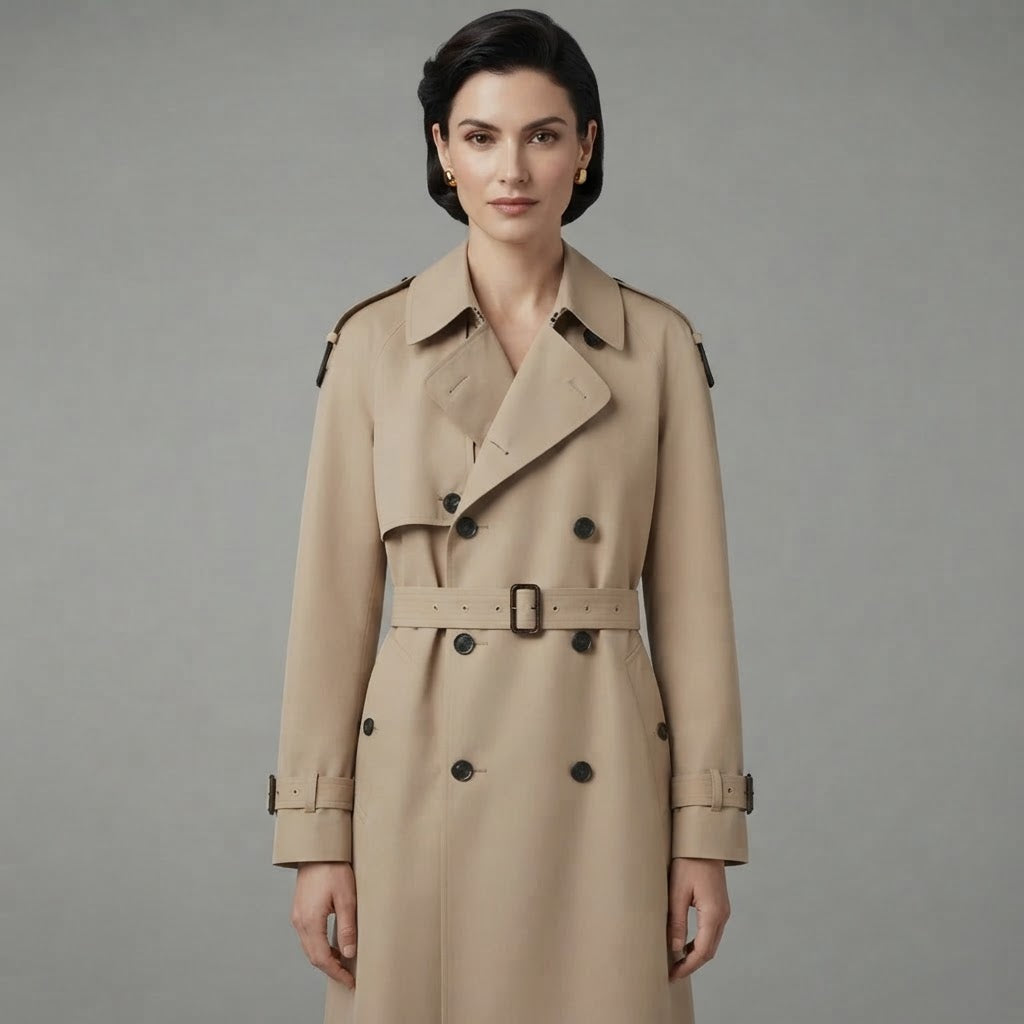 Trenchcoat für Damen | Lange, stilvolle zweireihige Oberbekleidung