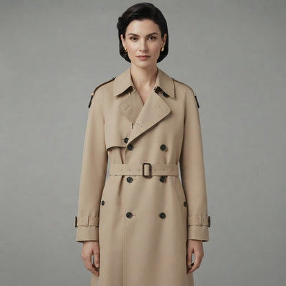 Trenchcoat für Damen | Lange, stilvolle zweireihige Oberbekleidung