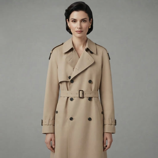 Trenchcoat für Damen | Lange, stilvolle zweireihige Oberbekleidung