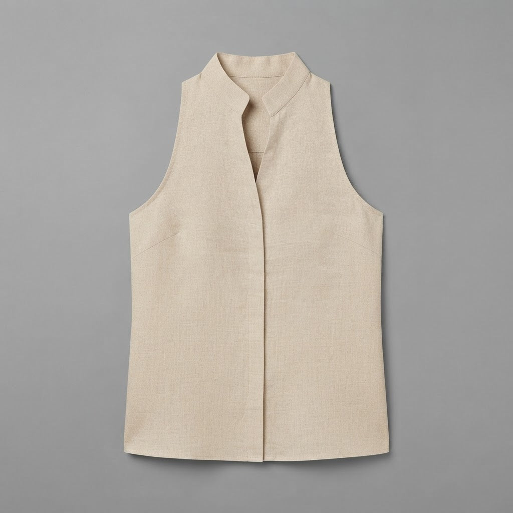 Bluse mit V-Ausschnitt | Ärmelloses Damen-Top
