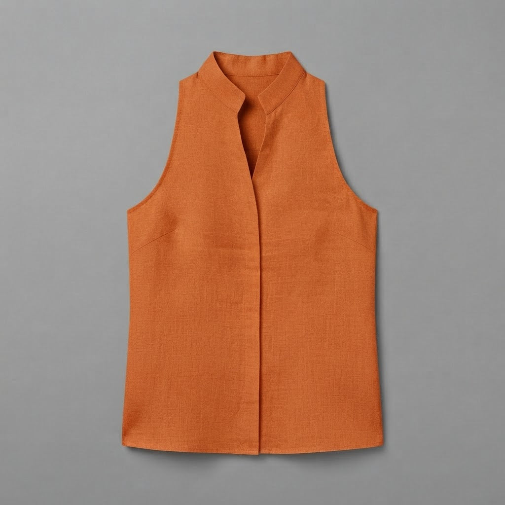 Bluse mit V-Ausschnitt | Ärmelloses Damen-Top