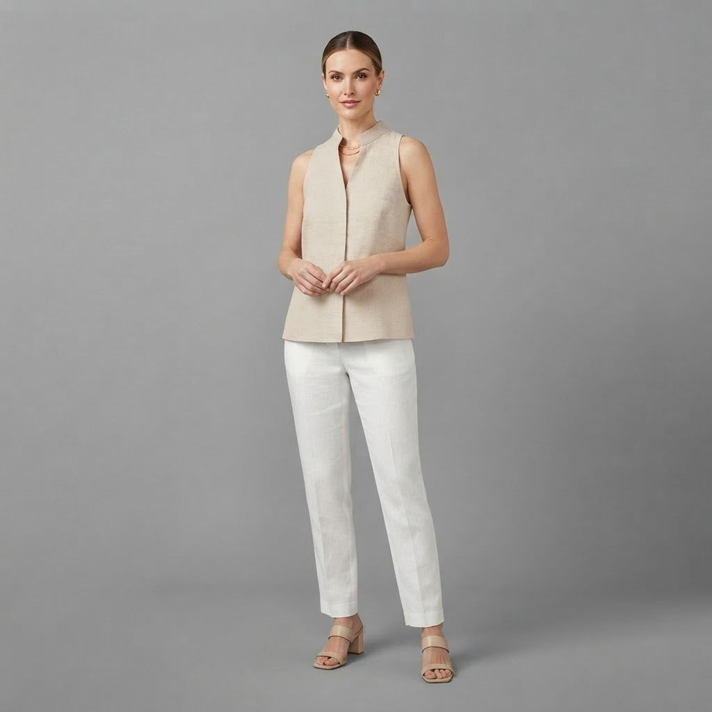 Bluse mit V-Ausschnitt | Ärmelloses Damen-Top