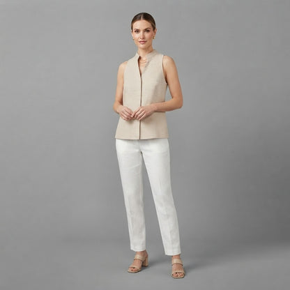 Bluse mit V-Ausschnitt | Ärmelloses Damen-Top