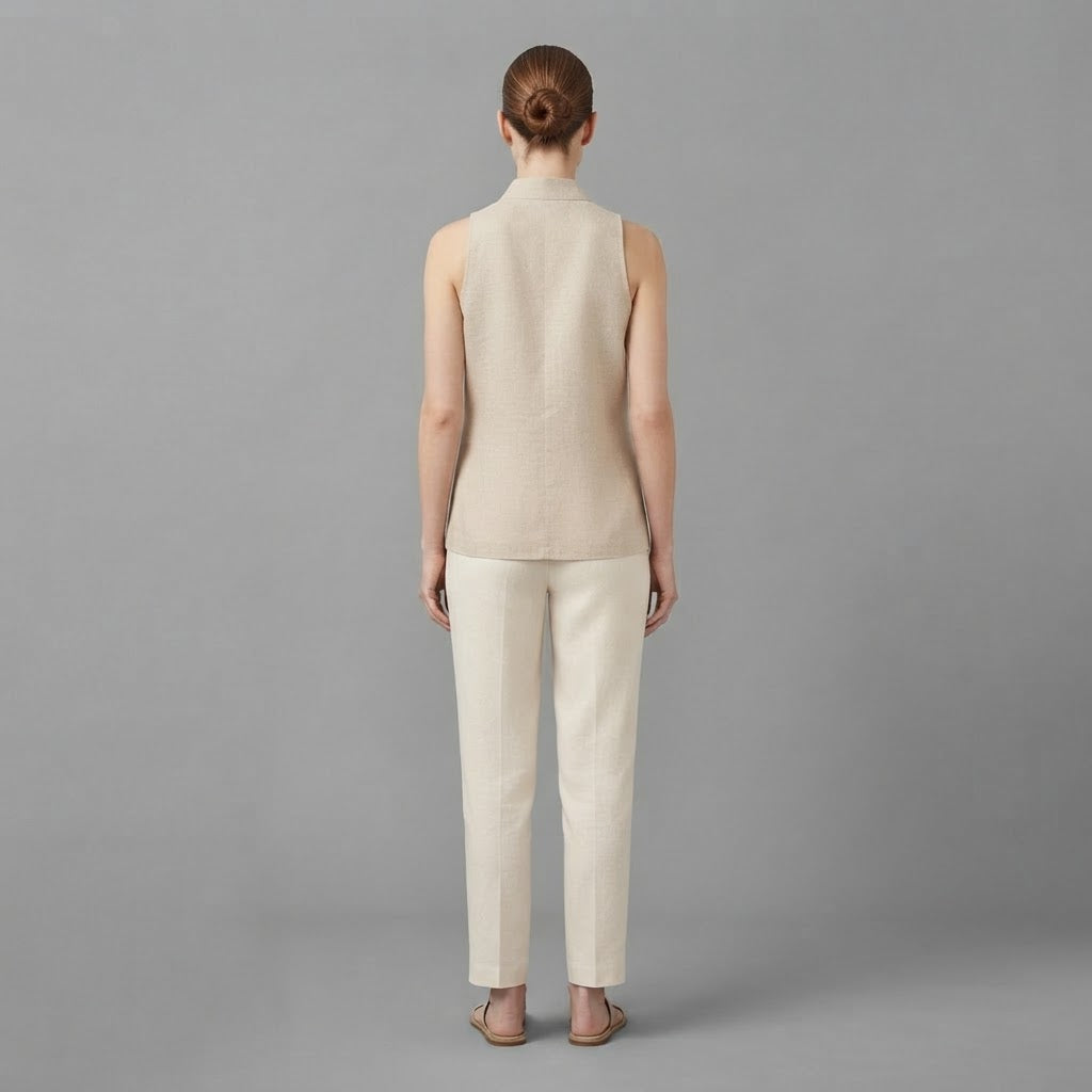 Bluse mit V-Ausschnitt | Ärmelloses Damen-Top