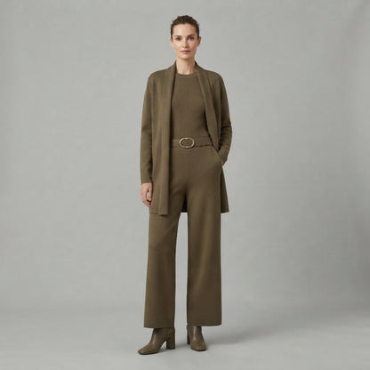 Dreiteiliges Set für Damen | Hose mit weitem Bein