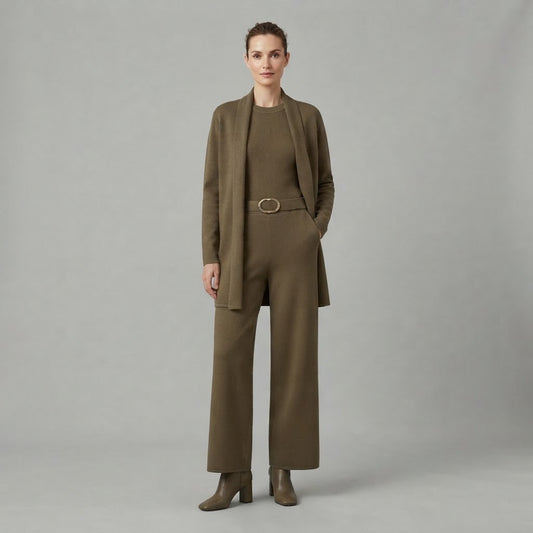 Dreiteiliges Set für Damen | Hose mit weitem Bein