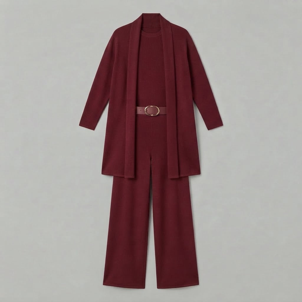 Dreiteiliges Set für Damen | Hose mit weitem Bein