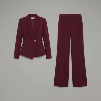 Damen-Set: Langarmshirt mit V-Ausschnitt & Hose mit weitem Bein