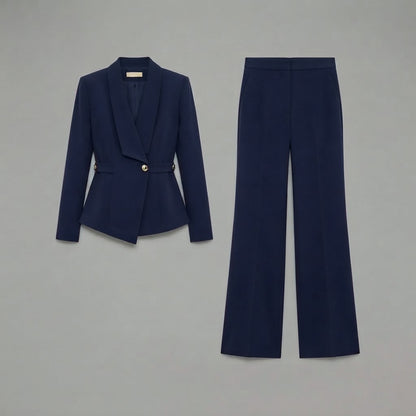 Damen-Set: Langarmshirt mit V-Ausschnitt & Hose mit weitem Bein
